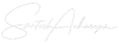 White cursive signature reading "Santosh Acharya," Family Empowerment Speaker and SuperDads Alliance Founder, on a black background.